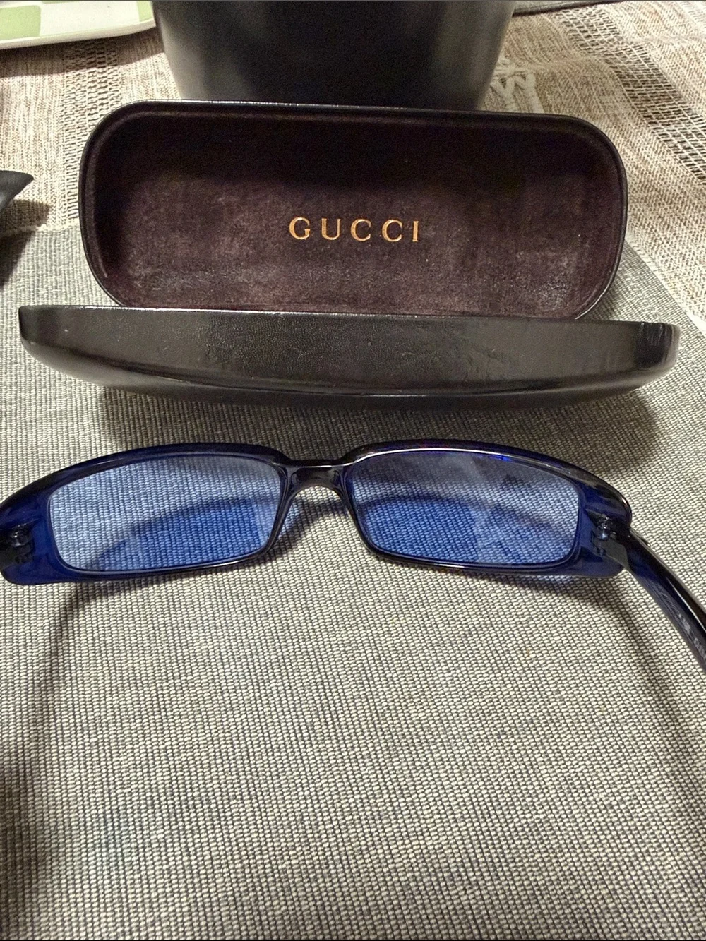 AUTHENTIC Gucci Blue Tinted Rectangular Sunglasses